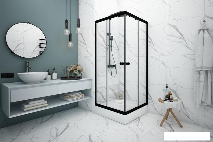 Душевой уголок Метакам Universal Black 80x80 KKS_013566 (прозрачное стекло)