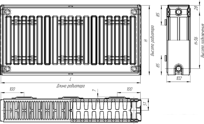 Стальной панельный радиатор Лидея ЛК 22-505 тип 22 500x500