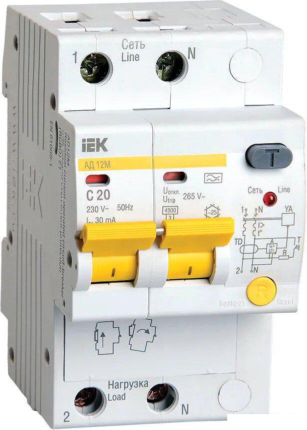 Дифференциальный автомат IEK АД-12М 2Р 20А 30мА C MAD12-2-020-C-030