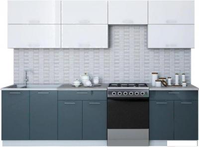 Готовая кухня Интерлиния Мила Gloss 60-28 (белый/асфальт)