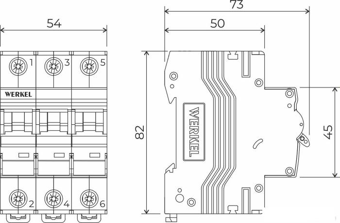 Выключатель автоматический Werkel 3P 50 A C 4.5 кА W903P504