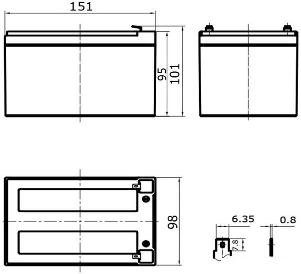 Аккумулятор для ИБП Delta HR 12-51W (12В/12 А·ч)