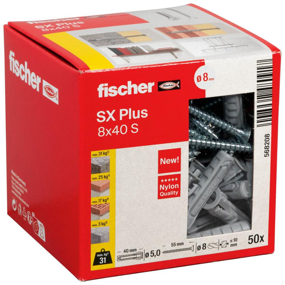 Дюбель универсальный Fischer SX Plus 8X40 S/Screw 568208 (50 шт)