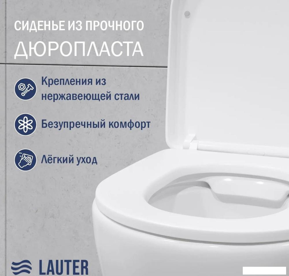 Унитаз подвесной Lauter Vortex 2110830+GROHE Solido 38811KF0+37131000 с кнопкой (прямоугольная, черный)