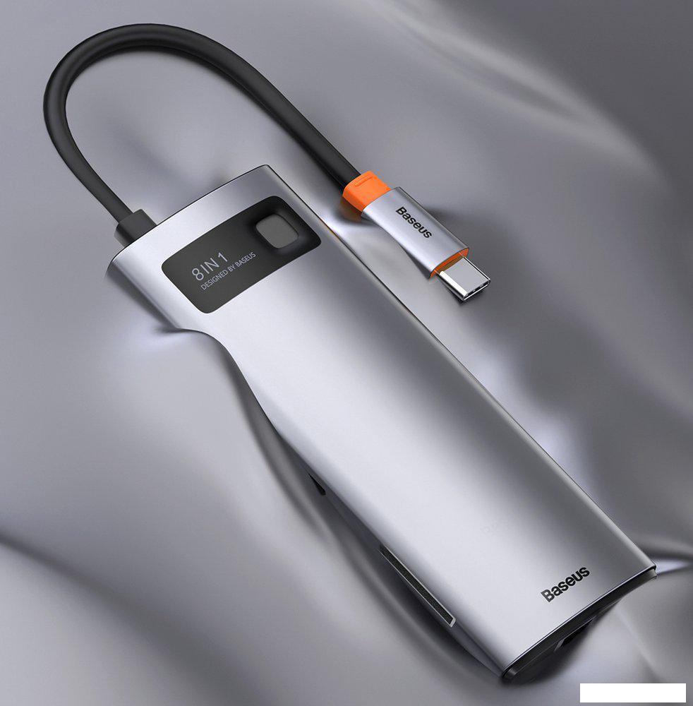 Док-станция Baseus Metal Gleam Series 8-in-1 Multifunctional Type-C HUB Docking Station CAHUB-CV0G