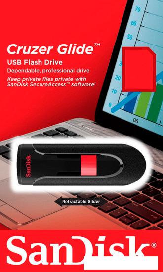 USB Flash SanDisk Cruzer Glide 128GB (черный) [SDCZ600-128G-G35]