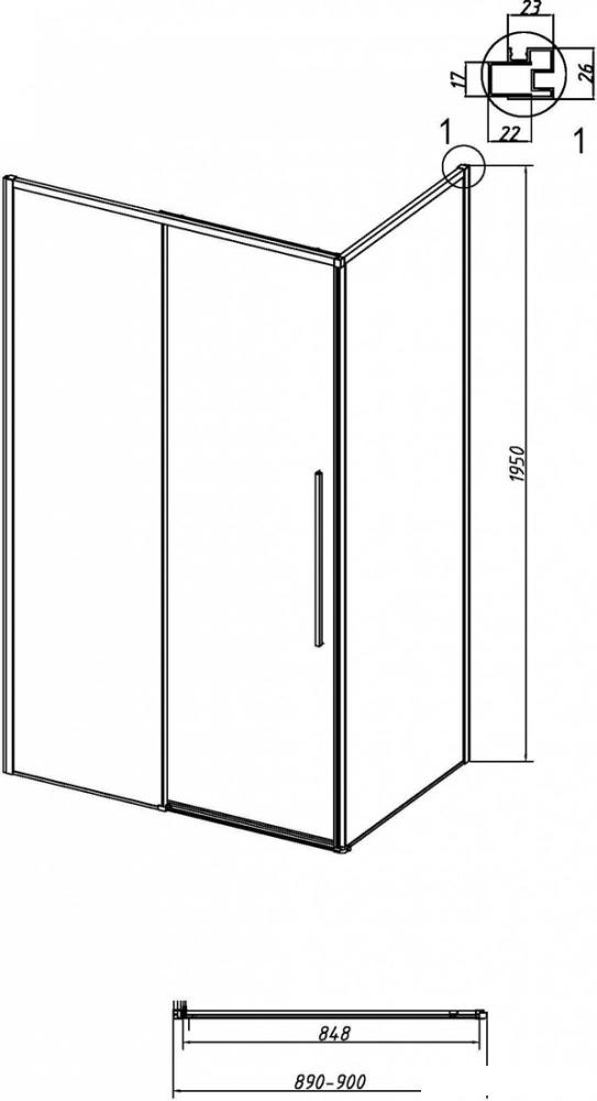 Душевая стенка Grossman Galaxy 90x195 200.K33.01.90.10.00 (хром/стекло прозрачное)