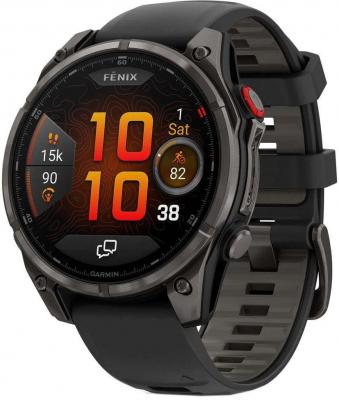 Умные часы Garmin Fenix 8 Pro 47 мм (серый, черный силиконовый ремешок)