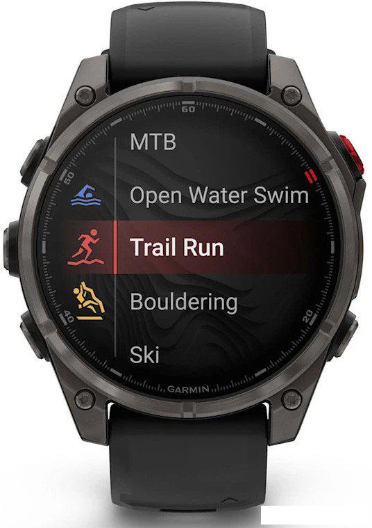 Умные часы Garmin Fenix 8 Pro 47 мм (серый, черный силиконовый ремешок)
