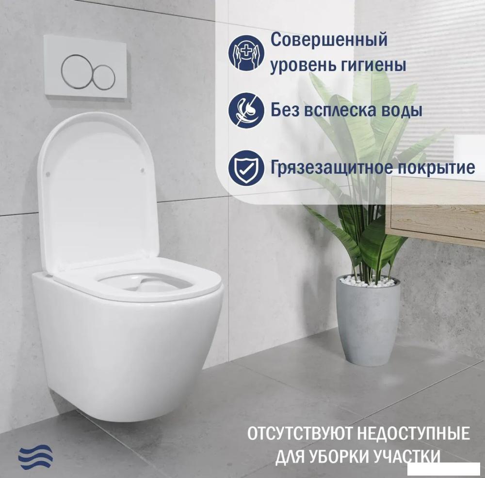 Унитаз подвесной Lauter Vortex 2110830+GROHE Solido 38811KF0+37131000 с кнопкой (прямоугольная, черный)