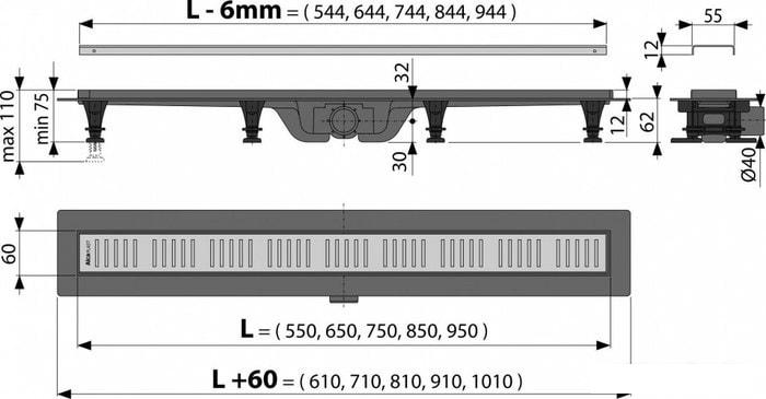 Трап/канал Alcaplast APZ10-950M