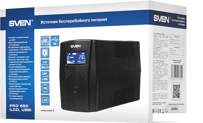 Источник бесперебойного питания SVEN Pro 650 (LCD, USB)