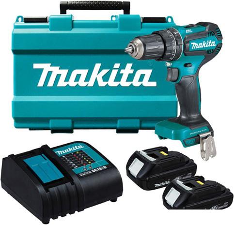Ударная дрель-шуруповерт Makita DHP485SYE (с 2-мя АКБ, кейс)