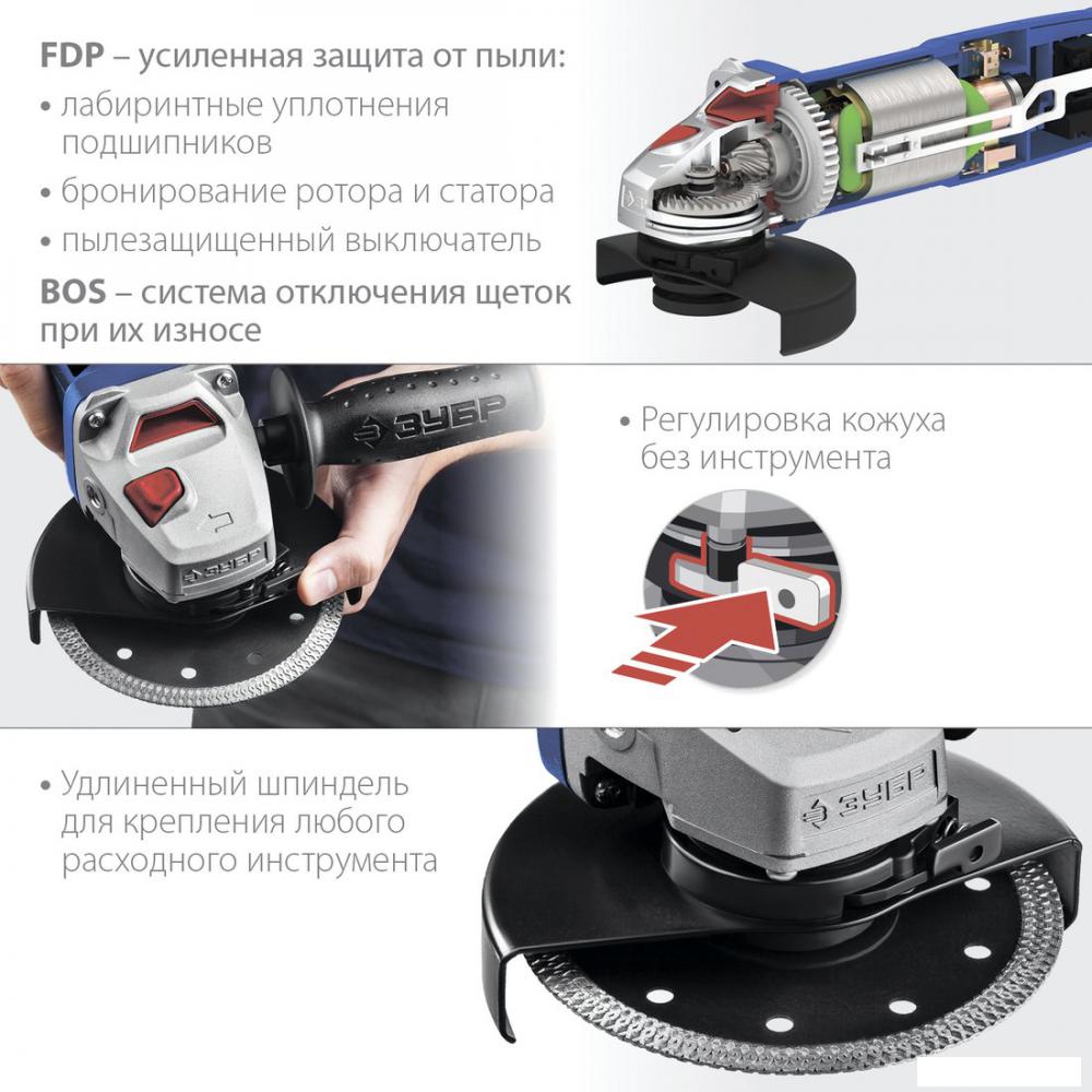 Угловая шлифмашина Зубр Профессионал УШМ-П125-1500 ЭПСТ