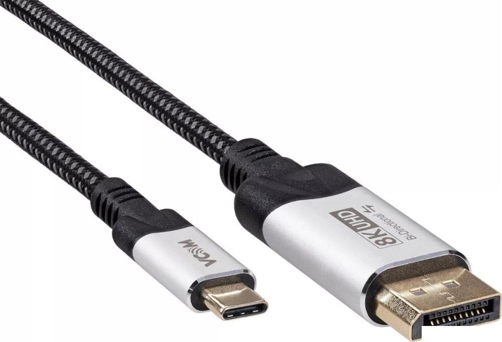 Кабель VCOM CU422VB-1.8 USB 3.1 Type C - DisplayPort (1.8 м, черный/серый)
