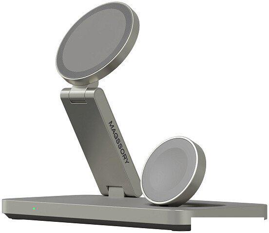 Беспроводное зарядное Magssory Yoga 3 в 1 Charging Station для Samsung Qi2 WCH017t (титан)