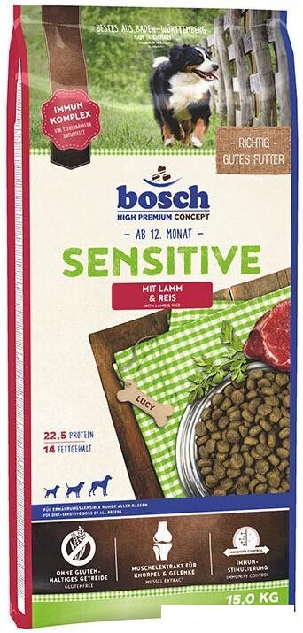 Сухой корм для собак Bosch Sensitive Lamb &amp; Rice 15 кг (Сенситив Ягненок с Рисом)