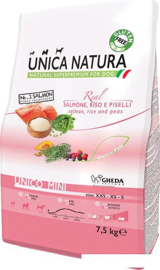 Сухой корм для собак Unica Natura Unico Mini с лососем, рисом и горохом 7.5 кг