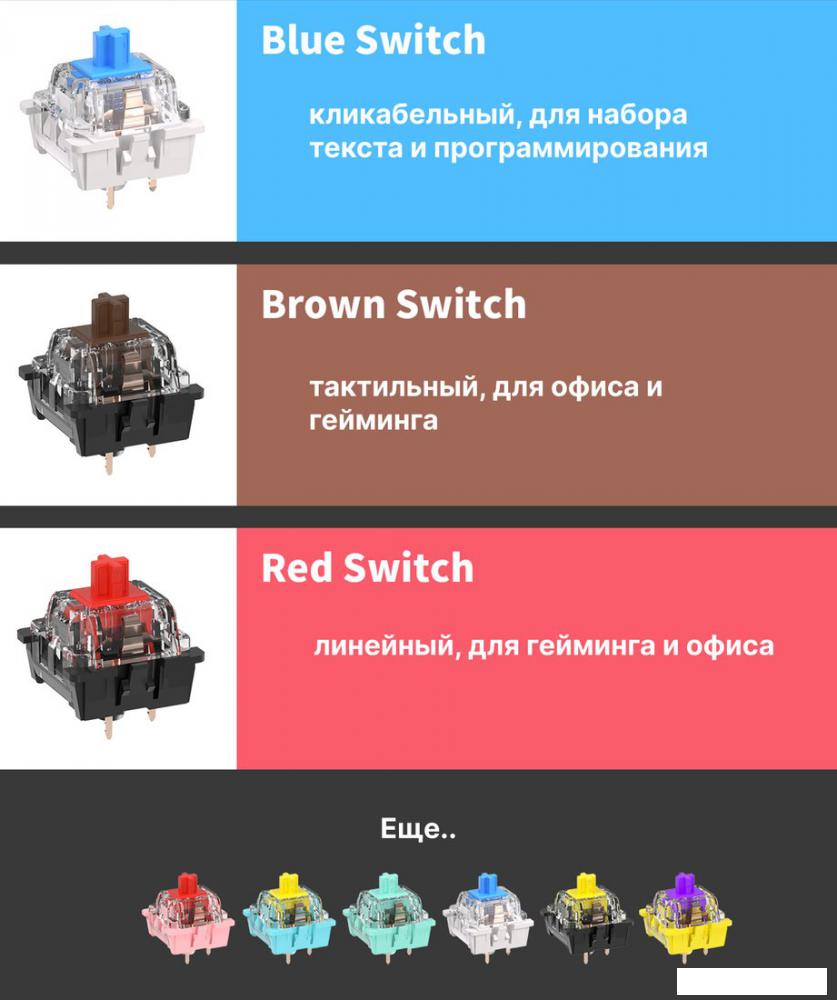 Клавиатура Royal Kludge RK100 RGB (черный, RK Red)