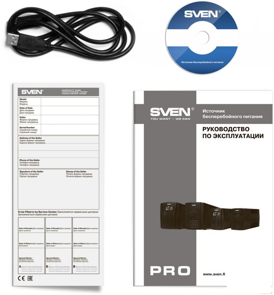 Источник бесперебойного питания SVEN Pro 1000 (USB)