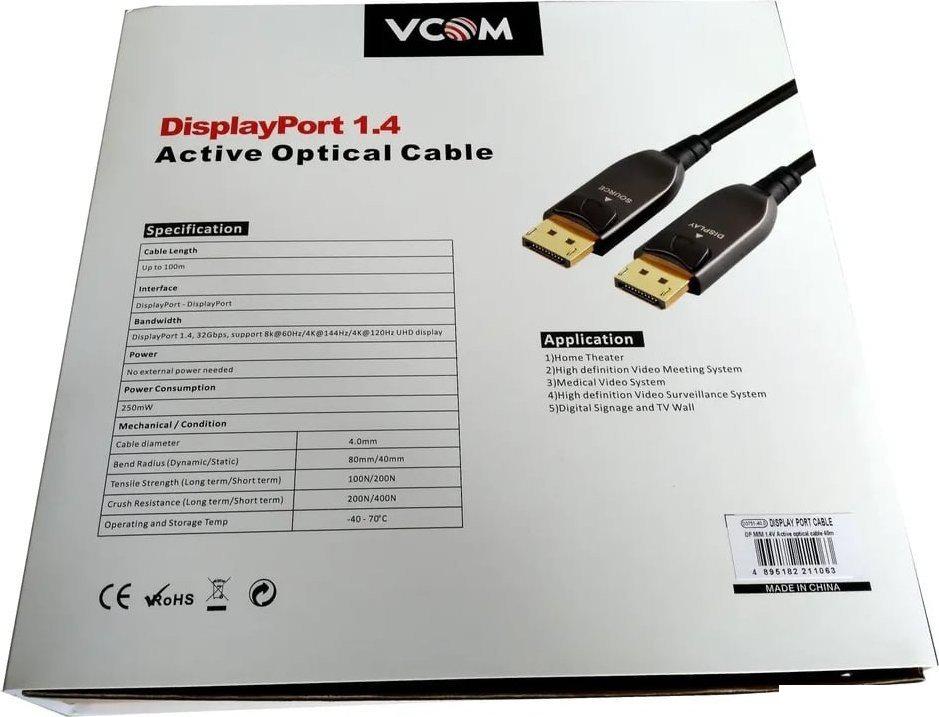 Кабели, адаптеры, разветвители VCOM D3751-40M DisplayPort - DisplayPort (40 м, черный)