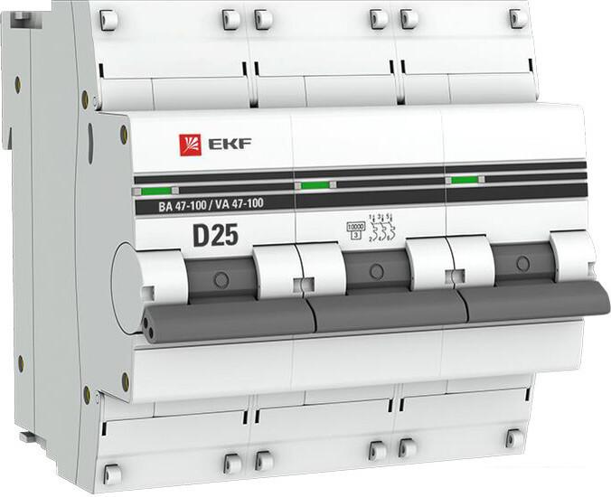 Выключатель автоматический EKF PROxima BA 47-100 3P 25A (D) 10kA mcb47100-3-25D-pro