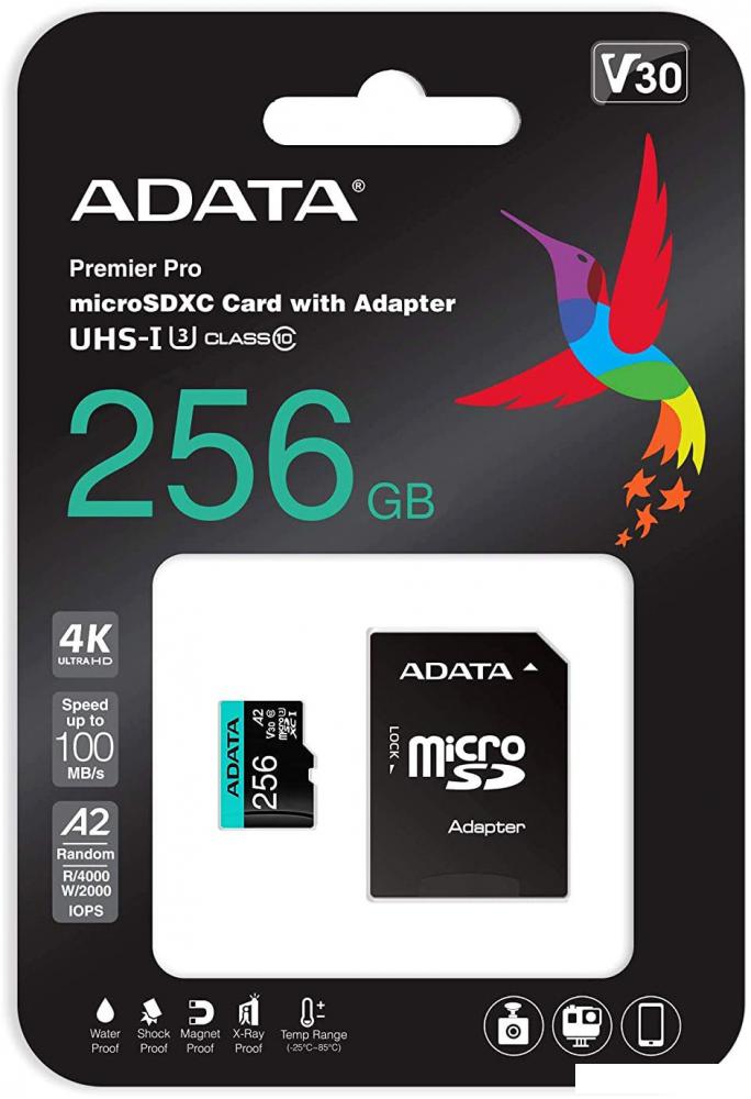 Карта памяти ADATA Premier Pro AUSDX256GUI3V30SA2-RA1 microSDXC 256GB (с адаптером)