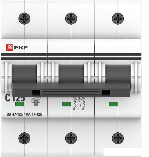 Выключатель автоматический EKF PROxima ВА 47-125 3Р 125А (С) mcb47125-3-125C