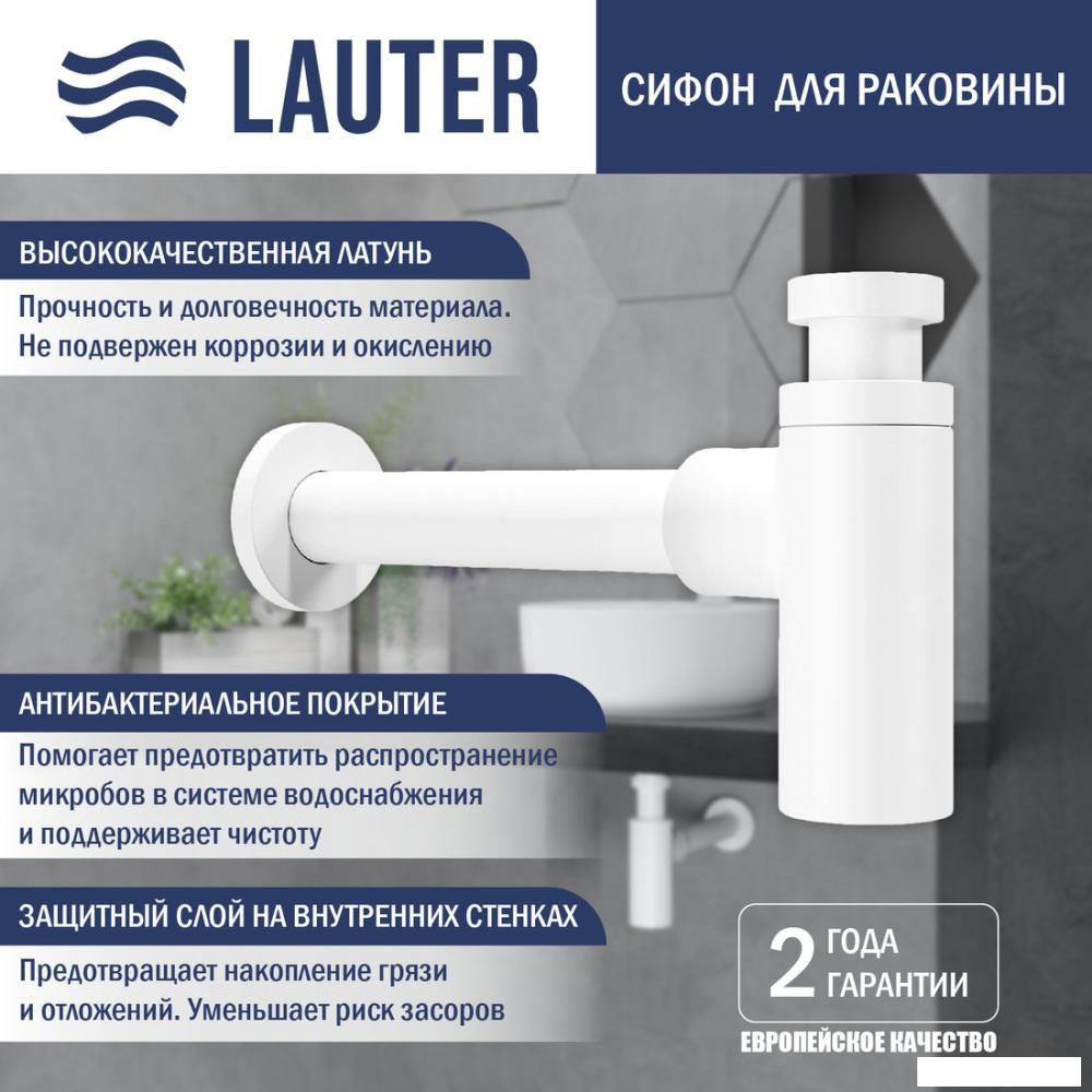 Умывальник Lauter 21652-A + клапан 21190W + сифон 21635W (белый матовый)