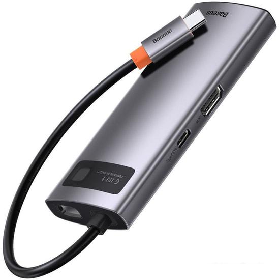 Док-станция Baseus Metal Gleam Series 6-in-1 Multifunctional USB Type C CAHUB-CW0G