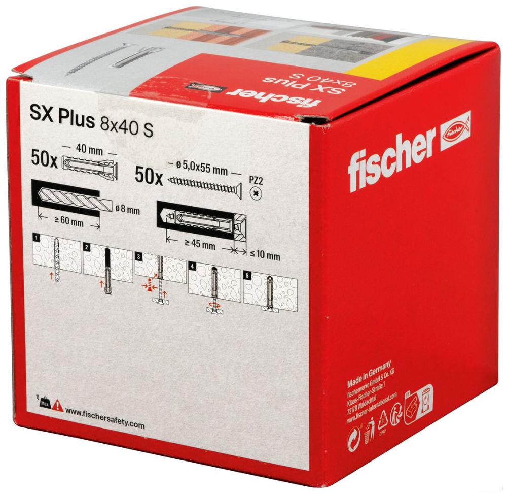 Дюбель универсальный Fischer SX Plus 8X40 S/Screw 568208 (50 шт)