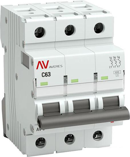 Выключатель автоматический EKF Averes AV-6 3P 63A (C) 6kA mcb6-3-63C-av