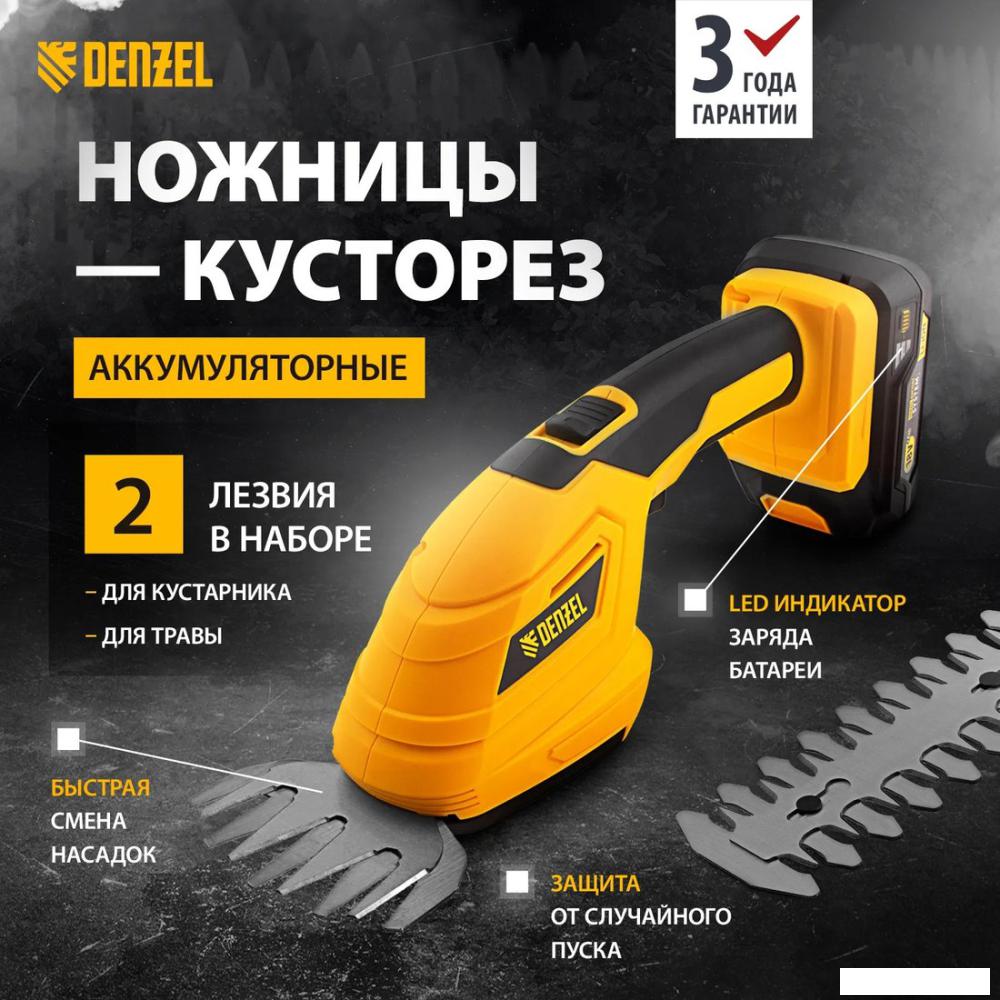 Кусторез + ножницы Denzel CGS-100 59430 (с 1-им АКБ)