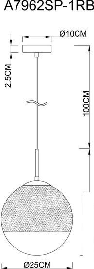 Подвесная люстра Arte Lamp Jupiter Copper A7962SP-1RB