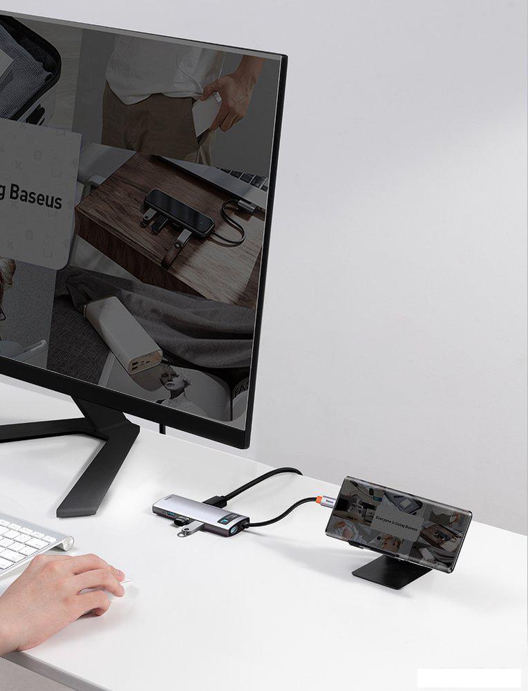 Док-станция Baseus Metal Gleam Series 8-in-1 Multifunctional Type-C HUB Docking Station CAHUB-CV0G