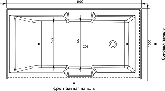 Ванна Aquanet Vega 190x100