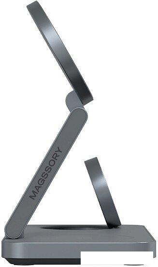Беспроводное зарядное Magssory Yoga 3 в 1 Charging Station для Samsung Qi2 WCH017m (темно-серый)