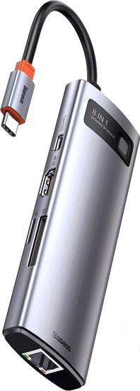 Док-станция Baseus Metal Gleam Series 8-in-1 Multifunctional Type-C HUB Docking Station CAHUB-CV0G