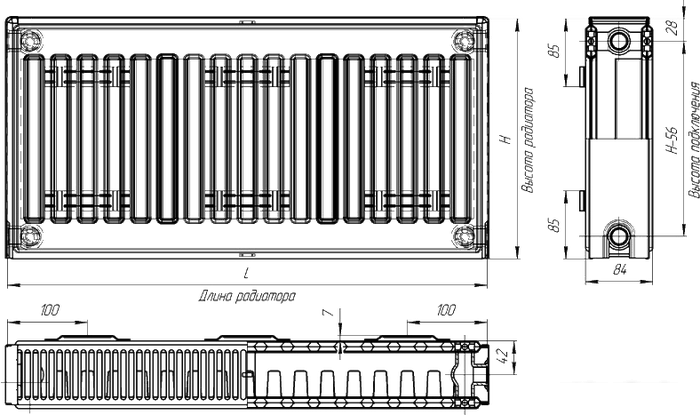 Стальной панельный радиатор Лидея ЛК 21-508 тип 21 500x800