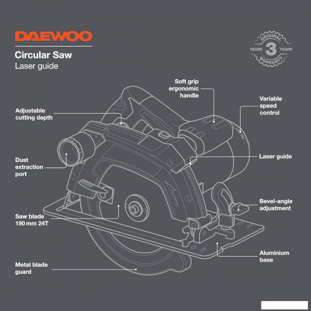Дисковая (циркулярная) пила Daewoo Power DAS 1600-190L