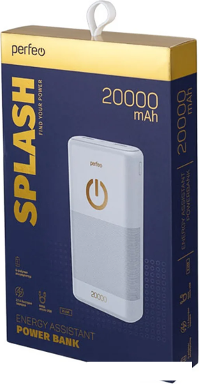 Внешний аккумулятор Perfeo Splash 20000mAh (белый)