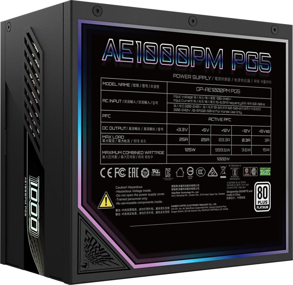 Блок питания Gigabyte Aorus Elite P1000W Platinum AE1000PM PG5 (rev. 1.1)