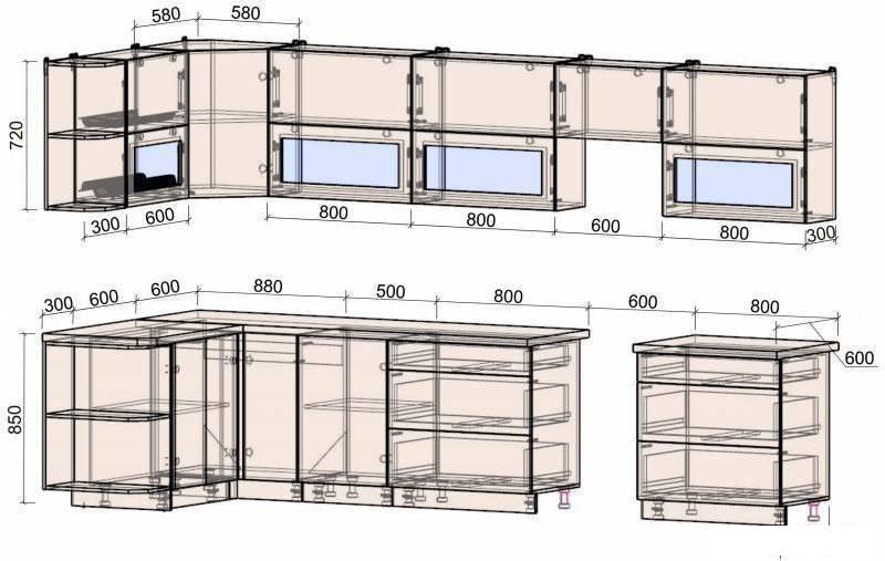 Готовая кухня Интерлиния Мила Матте 1.5x3.6 Б правая (белый-белый-кастилло темный)