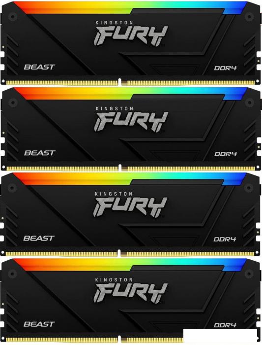 Оперативная память Kingston FURY Beast RGB 4x16ГБ DDR4 2666 МГц KF432C16BB2AK4/64