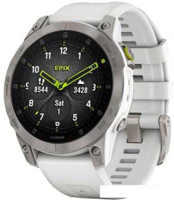 Умные часы Garmin Epix Sapphire Gen 2 (серебристый титан/белый)