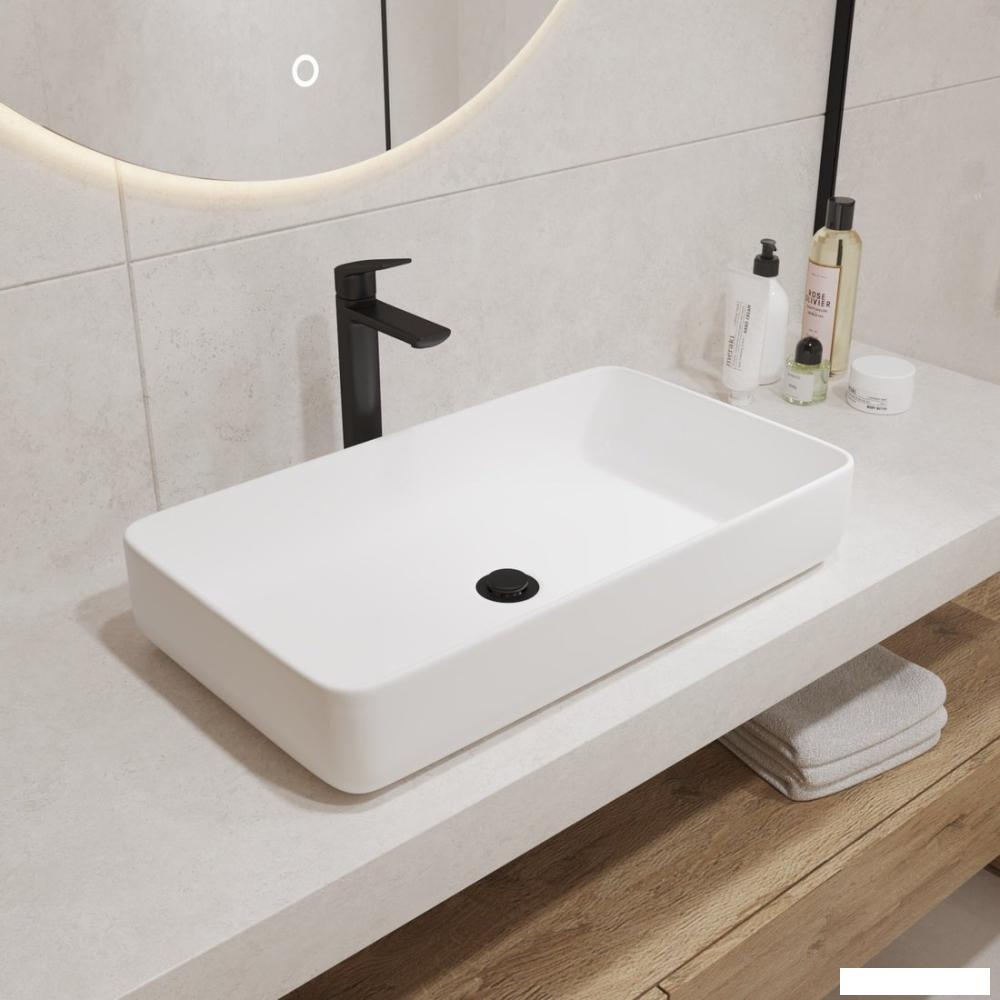 Умывальник Lauter 21487-60 + клапан 21190B + сифон 21635B (черный матовый)