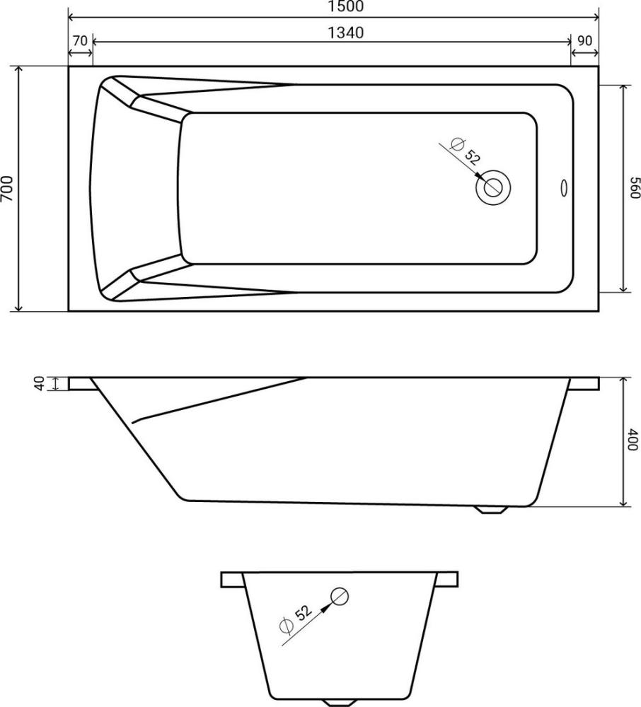 Ванна Lauter Aurora 150x70 21010050 (с каркасом)