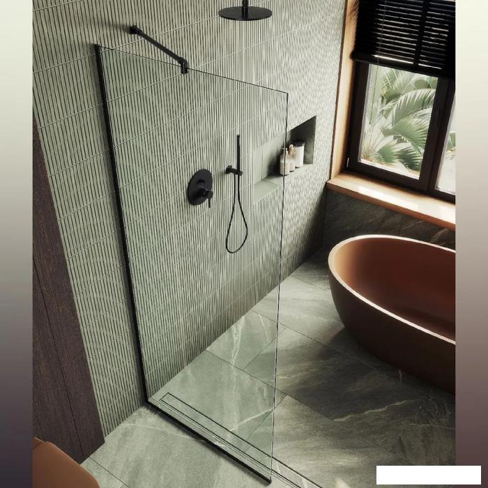 Душевая стенка MaybahGlass 195x89 MGD-689-6у (прозрачное стекло/черный)
