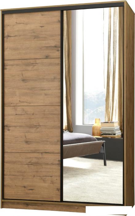 Шкаф-купе Рэйгрупп Bromo VVH 02 РГ-11.02 B 140 VVH 140x220.5 (дуб велингтон/черный)