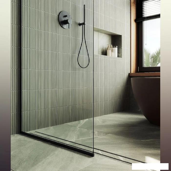 Душевая стенка MaybahGlass 195x89 MGD-689-6у (прозрачное стекло/черный)